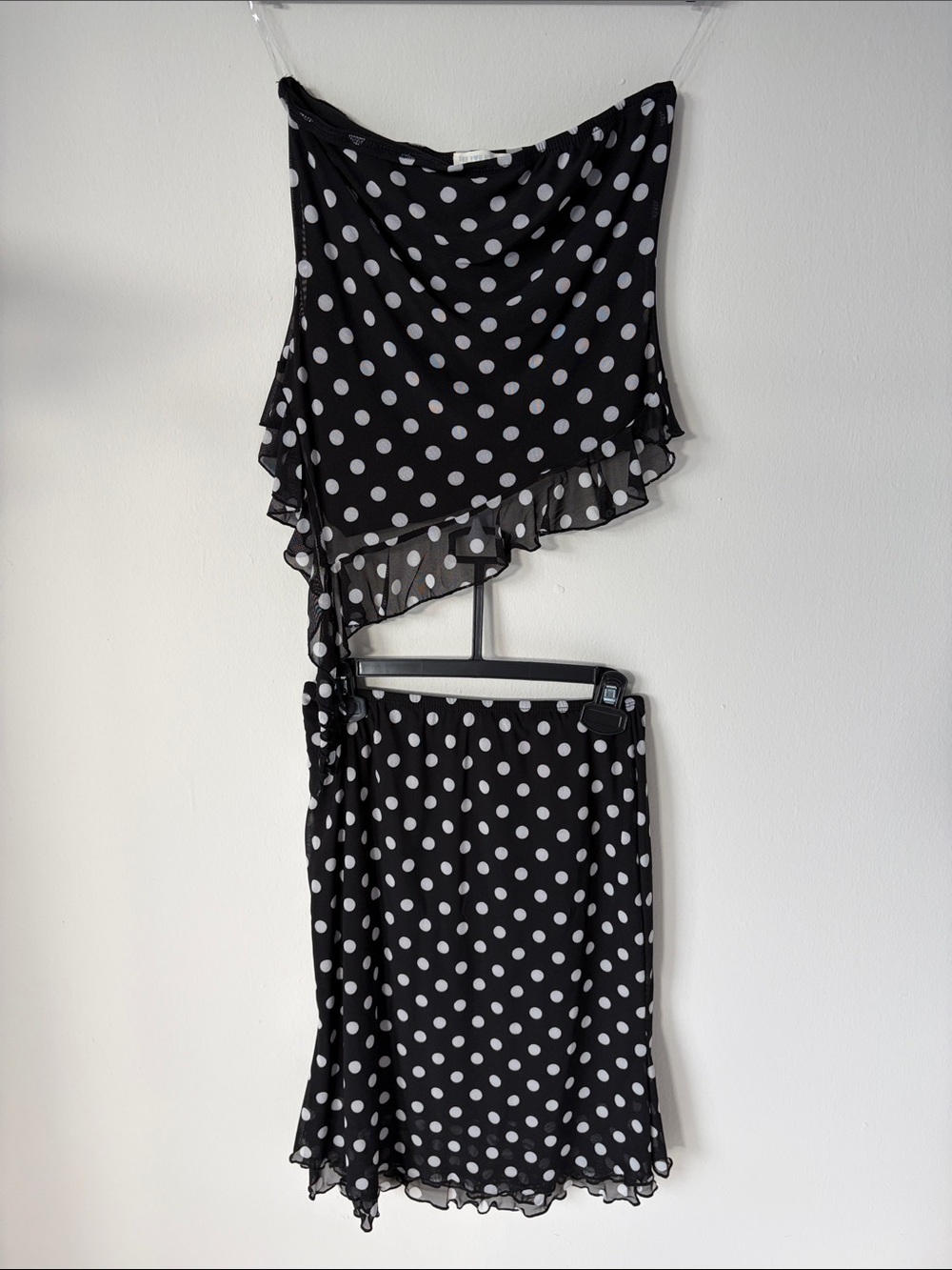 See You Monday Black and White Polka Dot Two-Piece Skirt Set